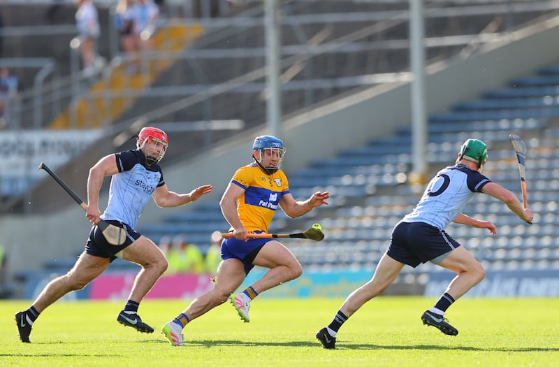 Clare's Shane O'Donnell in action against Dublin's Paddy Smyth. Photograph: Tom O'Hanlon/Inpho