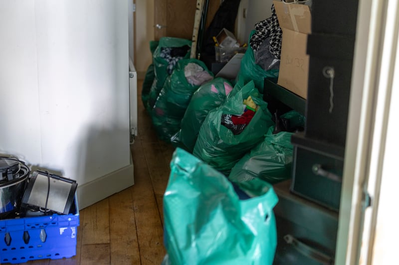 Helga Muir’s possessions in her fire-damaged apartment in Auburn Park. Photograph: Chris Maddaloni/The Irish Times