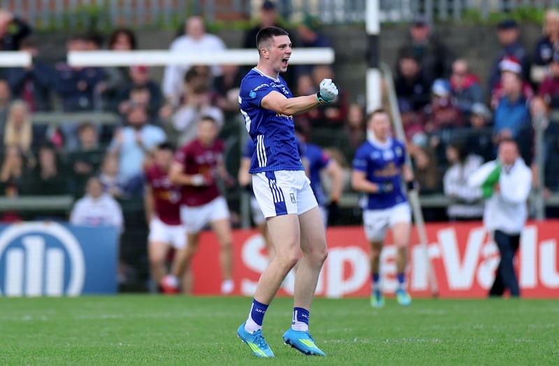 Cavan’s Conor Casey celebrates against Westmeath. Photograph: James Crombie/Inpho