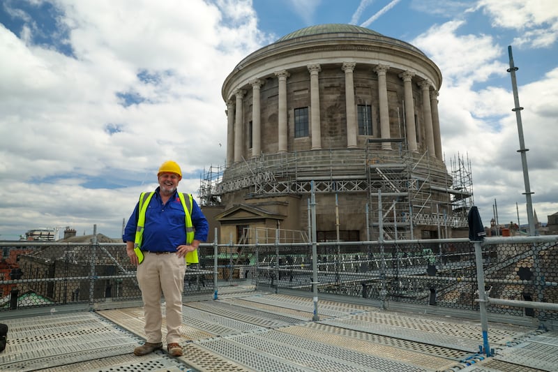 Four Courts restoration: master stonemason Frank McCormack of Irish Natural Stone. Photograph: Enda O’Dowd
