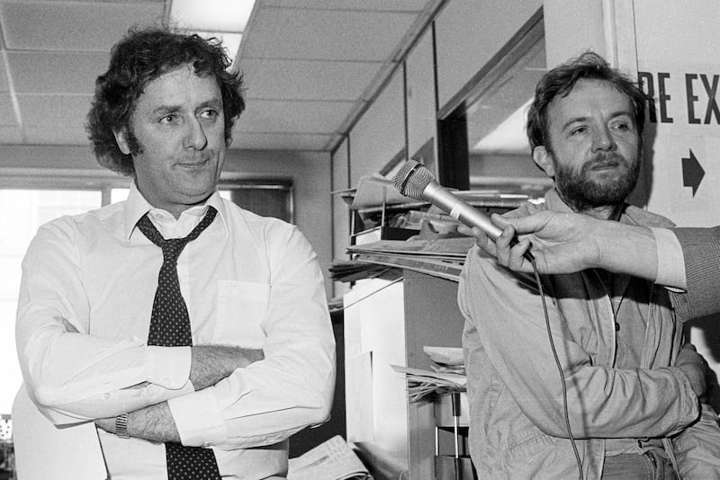 Vincent Browne (left) and Paddy Prenderville (right) when the former was editor of the Sunday Tribune. Photograph: Eamonn Farrell/RollingNews.ie