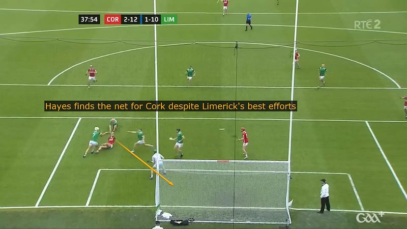 Hayes managed to improvise a brilliant finish past Quaid from a sitting position.