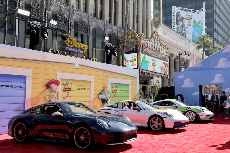 Cars parked in Los Angeles earlier this week during the Toy Story 5 premiere at Dolby Theater. Photograph: Rodin Eckenroth/Getty Images for Disney