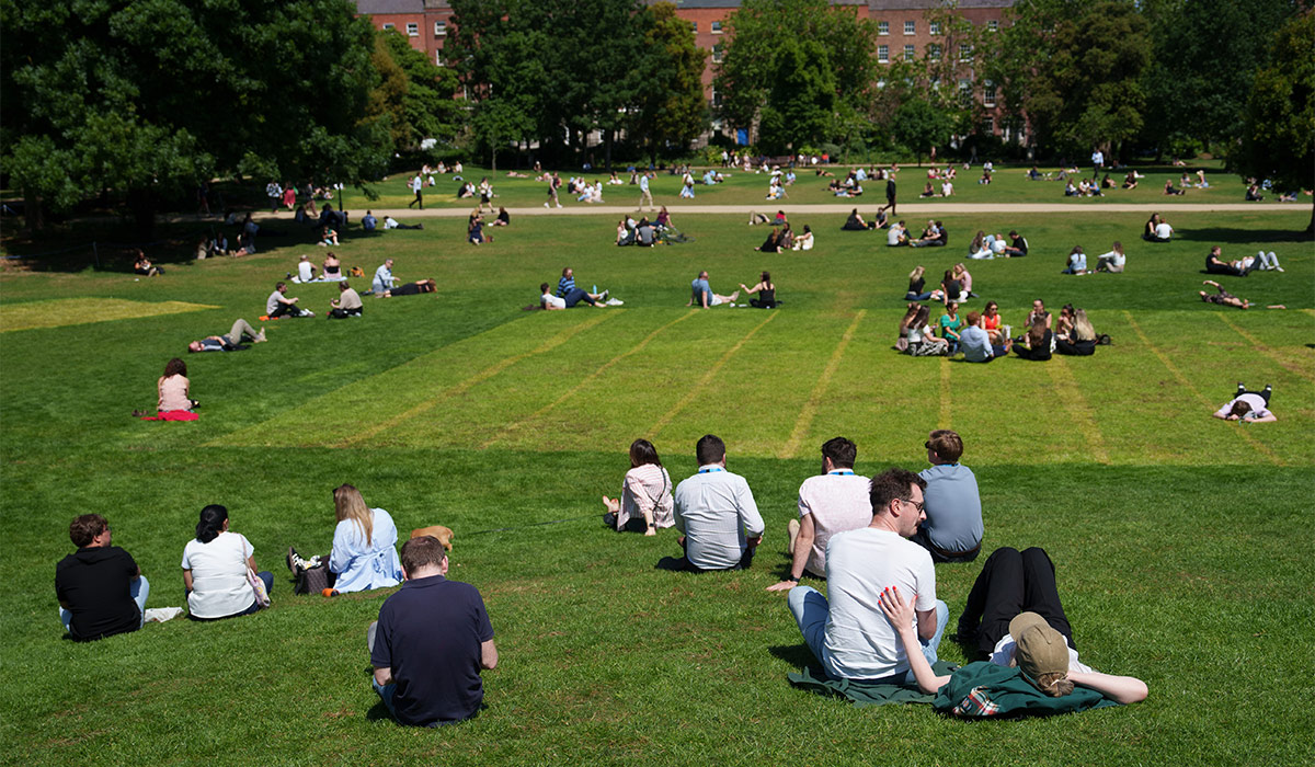 Dubliners enjoying the good weather in Merrion Square. Pic: Fran Veale