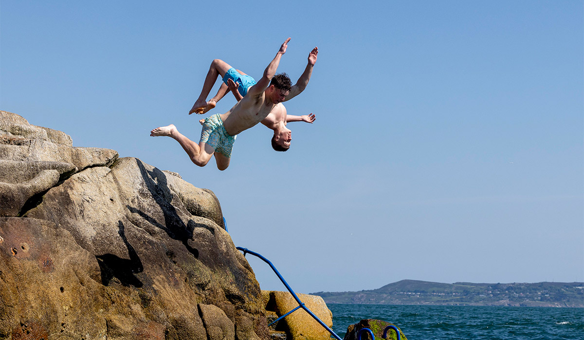 Swimmers at the Forty Foot in Dublin, Ireland. Pic: Tom Honan