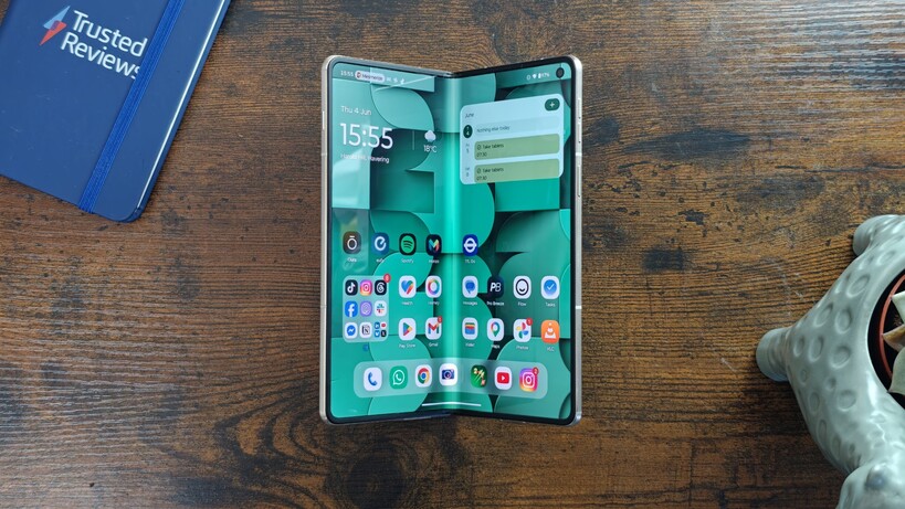 Motorola Razr Fold semi-folded on a table