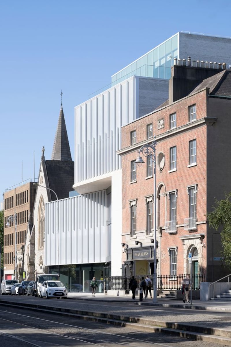 Runner-up, the new facade of the Royal College of Surgeons in Ireland on St Stephen's Green, Dublin