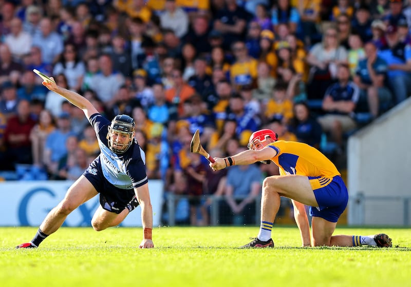 Dublin's Ronan Hayes and Clare's Darragh Lohan. Photograph: Tom O'Hanlon/Inpho