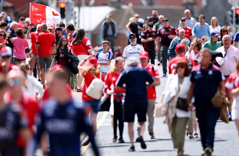 Louth and Monaghan fans arriving at Croke Park for their All-Ireland quarter-final. Photograph: James Crombie/Inpho