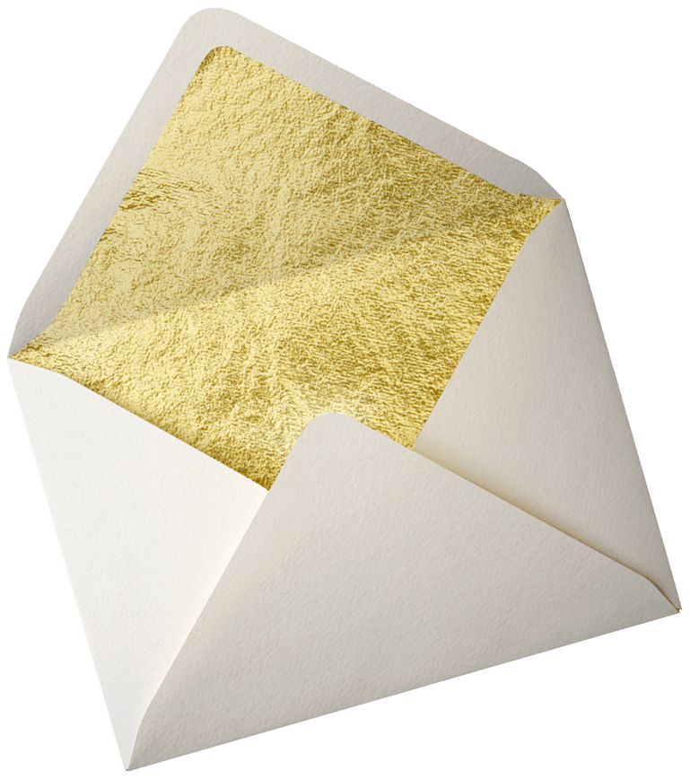 white envelope with a gold lining