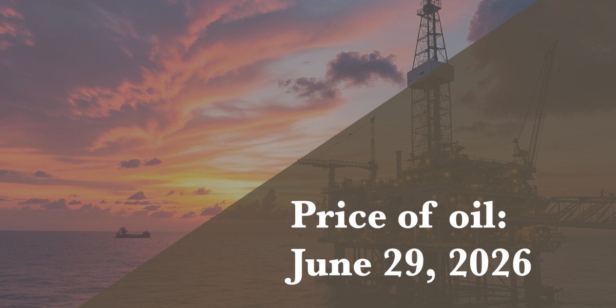 Current price of oil as of June 29, 2026