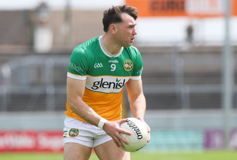 Jordan Hayes during Offaly's Tailteann Cup quarter-final against Wexford on Saturday. Photograph: Tom Maher/Inpho