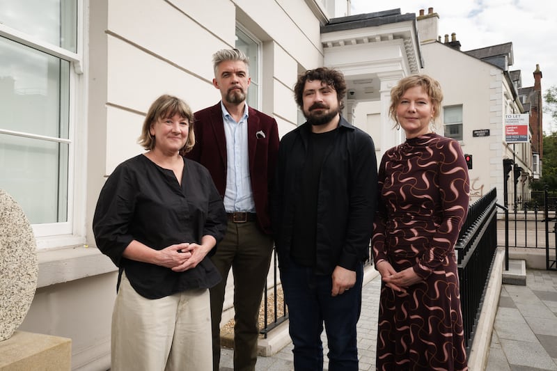 Prof Leontia Flynn, Prof Nick Laird, Dean Browne and Karen Solie. Photograph: Press Eye.