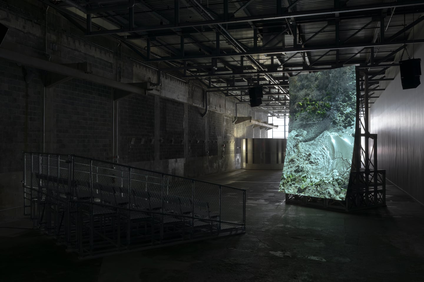 Installation view, "Lucy Raven: Rounds," the Institute of Contemporary Art/Boston, 2026.