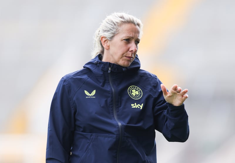 Ireland manager Carla Ward at training before the game against the Netherlands. Photograph: Tom Maher/Inpho