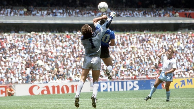 Diego Maradona's 'Hand of God' goal against England at the 1986 World Cup. Photograph: Bob Thomas/Getty Images 