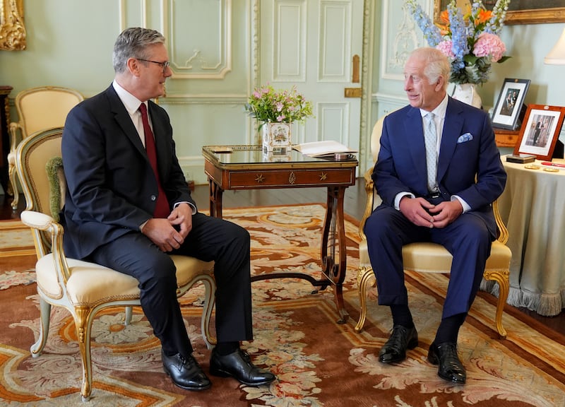 King Charles with British prime minister Keir Starmer at Buckingham Palace, London. Photograph: Yui Mok/PA  