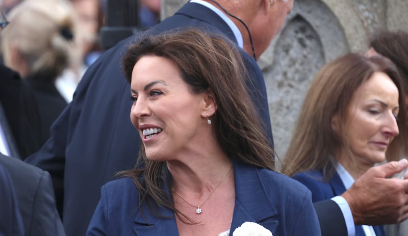 Minister for Health Jennifer Carroll MacNeill at Fergus Slattery's funeral in Glasthule. Photograph: Stephen Collins/Collins Photos