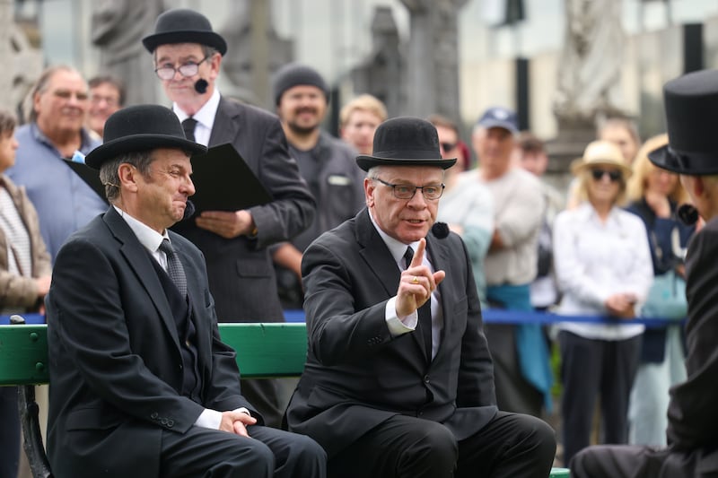 James McMahon plays the role of the Simon Dedalus as part of the Joycestagers performance of the Hades episode of Ulysses in Glasnevin. Photograph: Enda O'Dowd/The Irish Times
