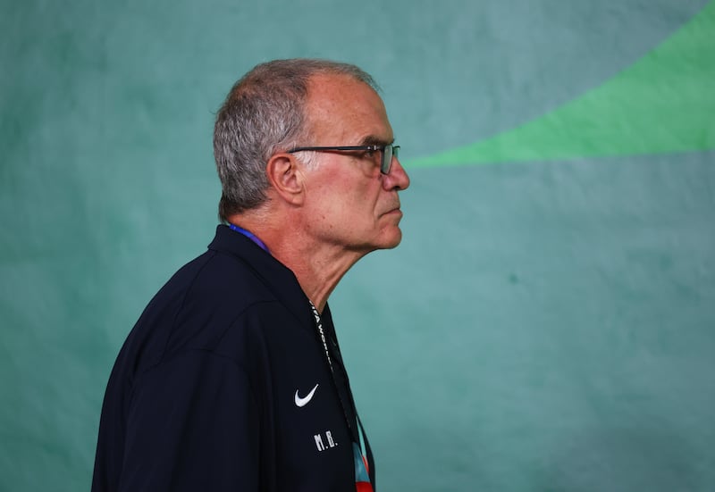 Uruguay head coach Marcelo Bielsa arrives at the stadium before the Group H match against Spain at Guadalajara Stadium, Zapopan, Mexico. Photograph: Carl Recine/Getty Images