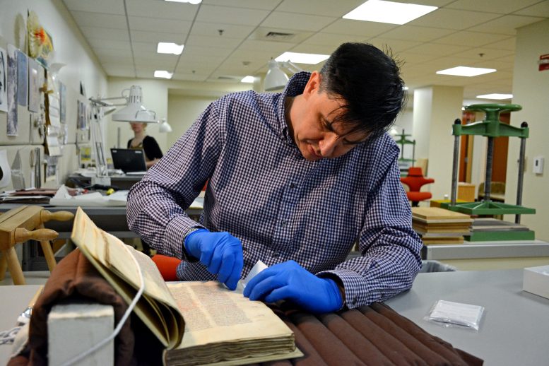 Tim Stinson Analyzing a Parchment Manuscript