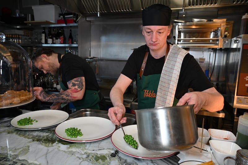 Honza Margold and Thomas Loisel preparing the Sunday roast. Photograph: Bryan Meade