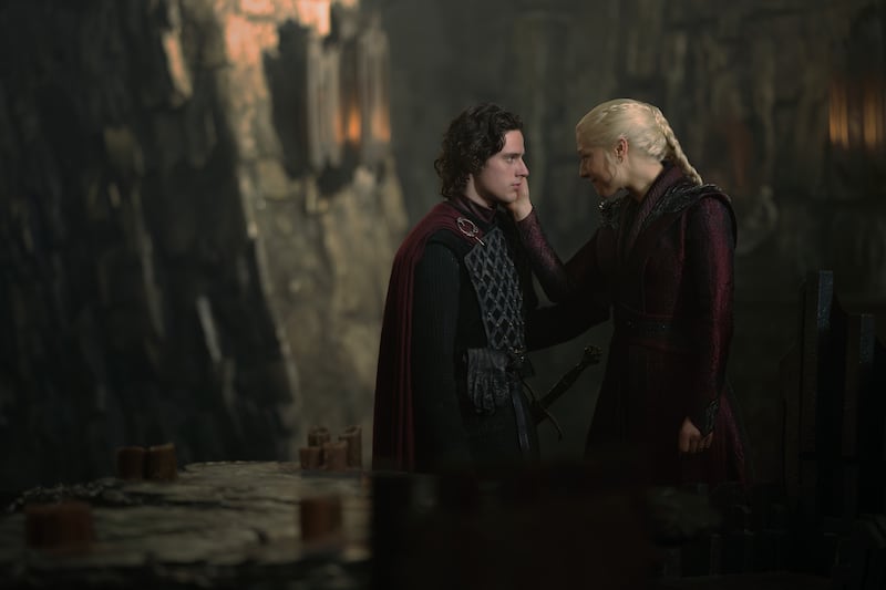 House of the Dragon: Emma D'Arcy as Rhaenyra Targaryen and Harry Collett as Jacaerys 'Jace' Velaryon in season three. Photograph: Sky/HBO
