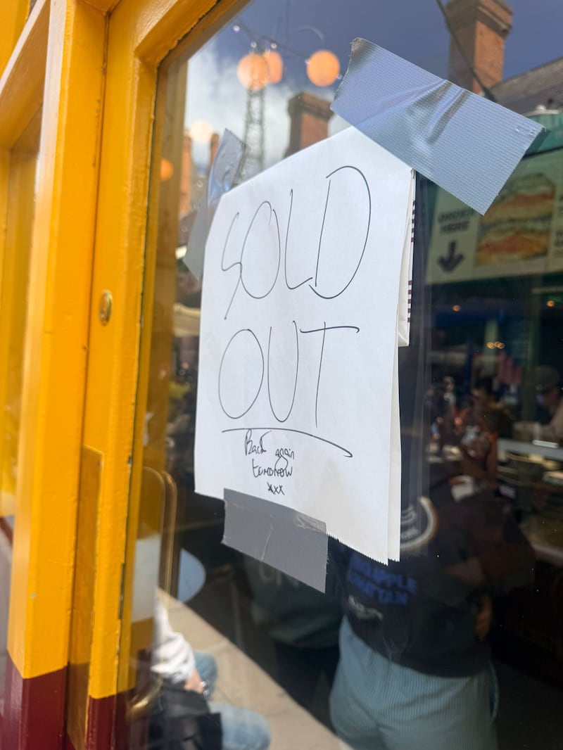 The sold-out sign at Morso, which went up at just 2.15pm on Friday. Photograph: Conor Pope
