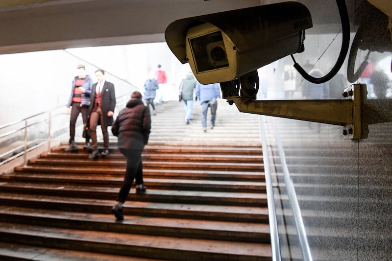 A surveillance camera in an underground passage in Moscow. Photograph: Kirill Kudryavtsev/AFP/Getty Images