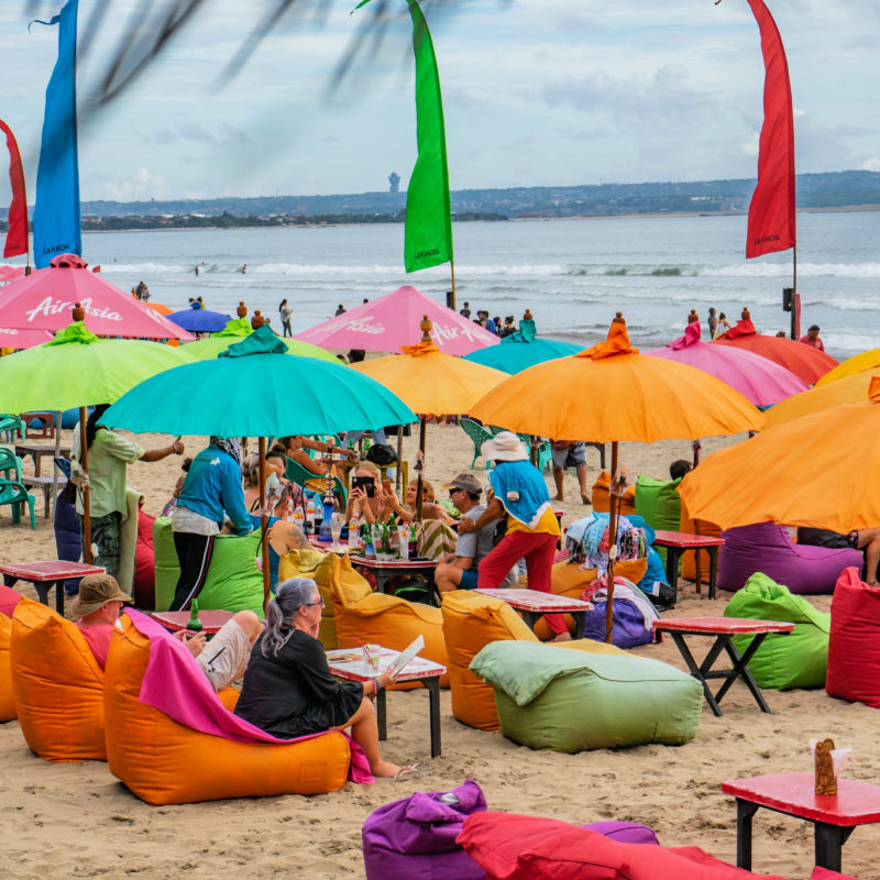 View of Umbrellas on Seminyak Beach in Bali