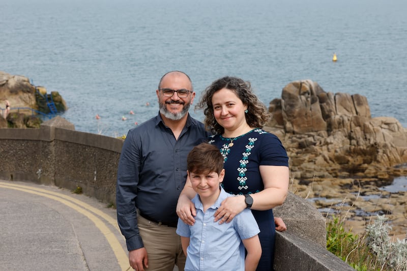 Suad Aldarra with her husband, Housam Ziad, and their eight-year-old son, Keenan Ziad. Photograph: Nick Bradshaw