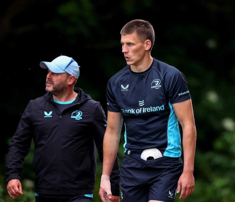 Sam Prendergast at Leinster Rugby training. Photograph: Tom O’Hanlon