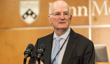 Kevin Mahoney, whose contract as CEO of the University of Pennsylvania Health System will run through June 2031, spoke at a news conference in December about $3 million in grants for hospital-based violence intervention programs.