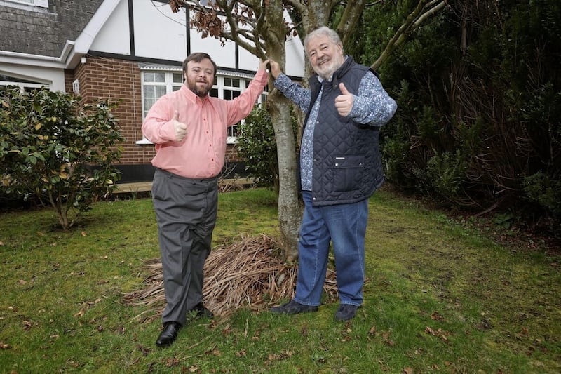 Belfast actor James Martin with his father Ivan at home as he prepares to jet off for the Oscars. Picture Mal McCann. 