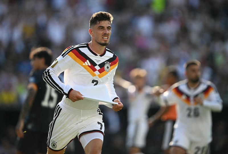 Germany's Kai Havertz celebrates his equaliser. Photograph: Mauro  Pimentel/ AFP via Getty Images
