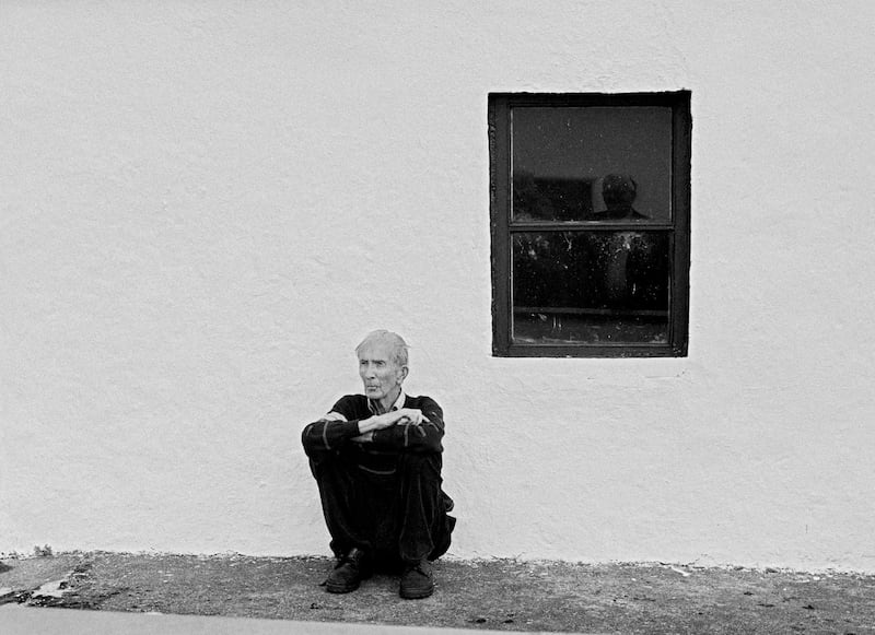 Pól Mac Ruaidhrí outside his house at West Town, Tory Island. Photograph: Eric Luke