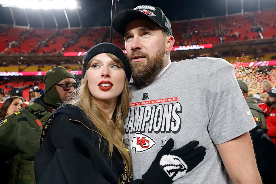Taylor Swift and Travis KelceCredit: David Eulitt/Getty