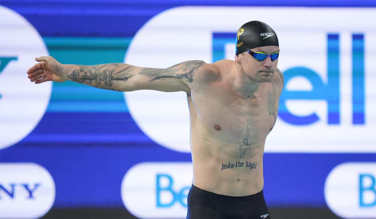 TORONTO, CANADA - OCTOBER 23: Adam Peaty of the United Kingdom competes in the Men's 100m Breaststroke heats during day one of the World Aquatics Swimming World Cup - Toronto 2025 at Toronto Pan Am Sports Centre on October 23, 2025 in Toronto, Ontario, Canada. (Photo by Chris Tanouye/Getty Images)