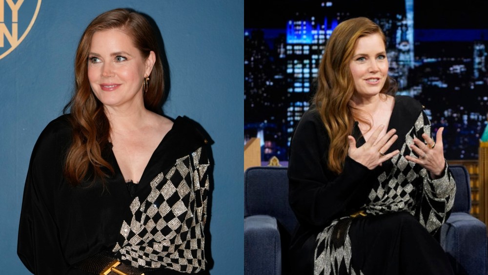 Amy Adams wears Versace on 'The Tonight Show Starring Jimmy Fallon' on June 8 in New York City.
