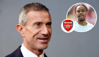 Andrea Berta with Bradley Barcola and Arsenal badge