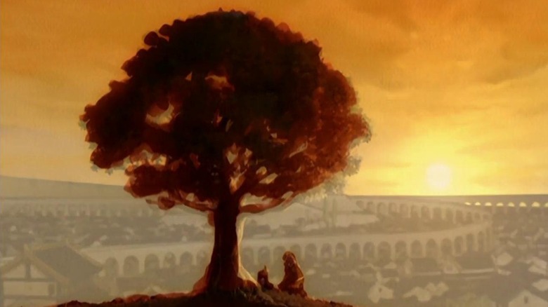 Iroh sits underneath a tree outside Ba Sing Se in Avatar: The Last Airbender.