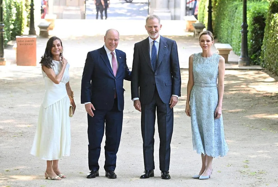 King Felipe and Queen Letizia, together with the Princes of Monaco, Albert II and Charlene at the Royal Botanical Garden
