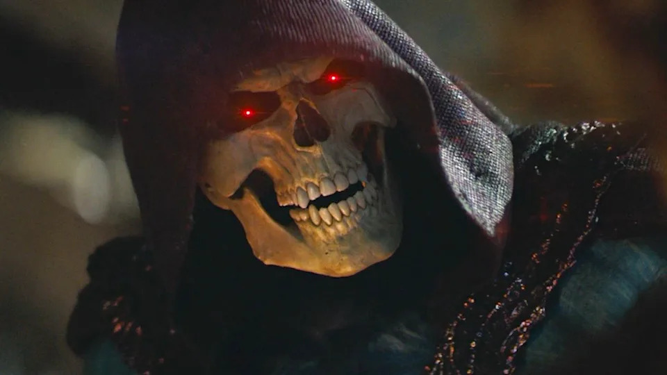 Skeletor with glowing eyes in Masters of the Universe.