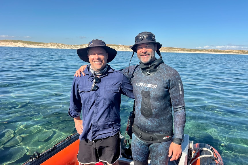 Dr James Gilmour, left, from Australian Institute of Marine Science, standing next to Dr Damian Thomson from CSIRO.
