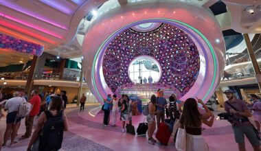 The world's largest cruise ship sets sail on its maiden voyage from Malaga