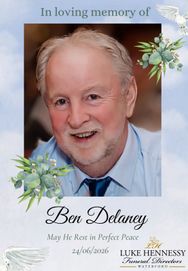 Death Notice of Ben DELANEY (Viewmount, Waterford)