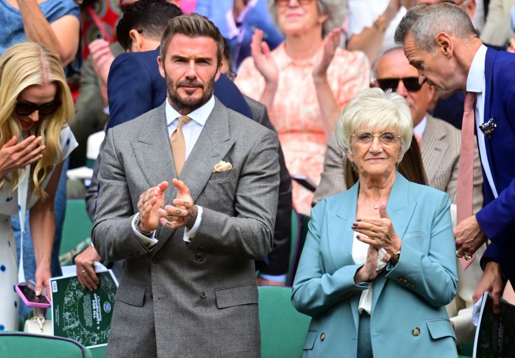 David Beckham and mother Sandra Beckham at Wimbledon