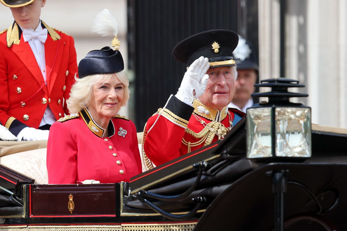 Queen Camilla and King Charles III during Trooping The Colour 