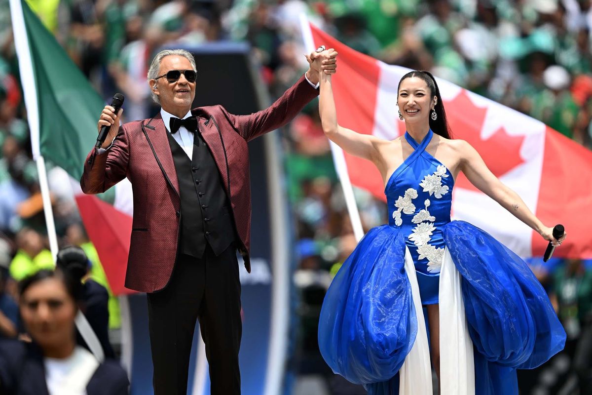 EJAE performed at the World Cup opening match in an elevated Disney princess mullet dress