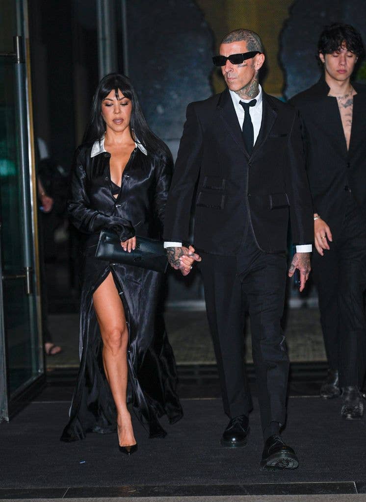 Kourtney Kardashian and Travis Barker make their way to Tribeca